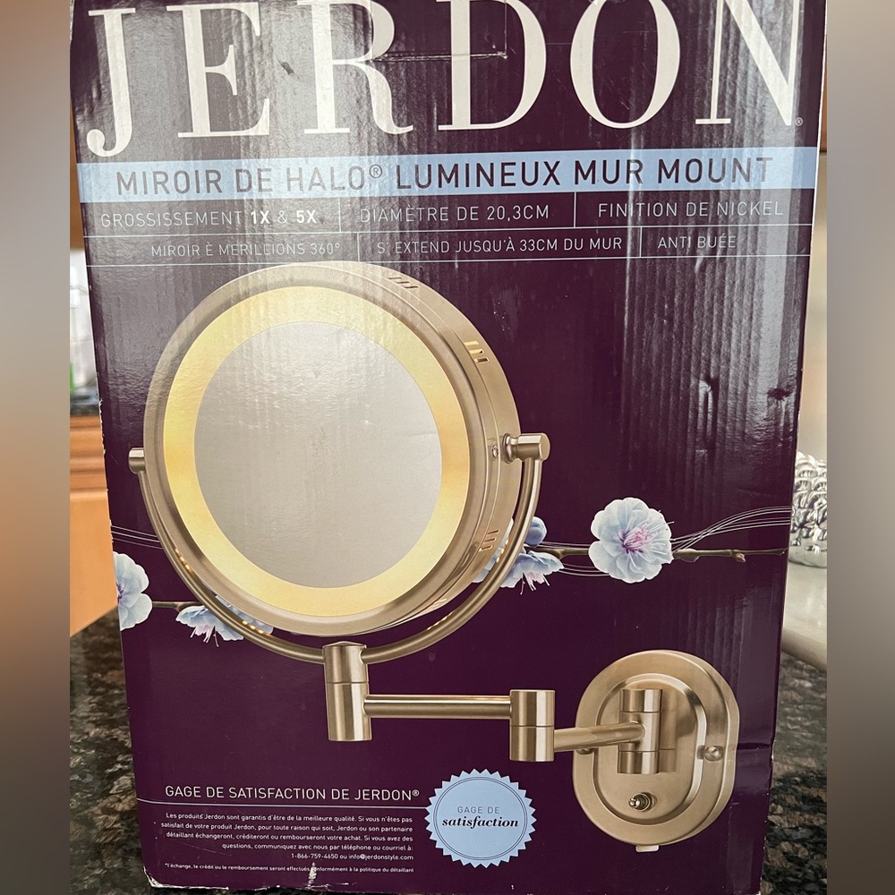 🆕 JERDON mirror wall Mount 1x-5x mangnification. NICKEL finish
